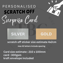 Load image into Gallery viewer, Personalised SCRATCH OFF reveal Surprise Birthday Anniversary X&#39;mas Gift Cards