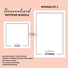 Load image into Gallery viewer, Personalised Notepad Bundle - Minimalist