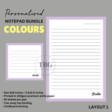 Load image into Gallery viewer, Personalised Notepad Bundle- COLOURS