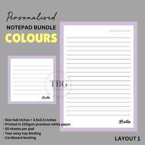 Personalised Notepad Bundle- COLOURS