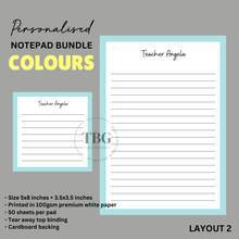 Load image into Gallery viewer, Personalised Notepad Bundle- COLOURS