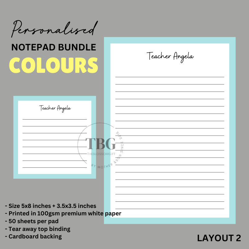 Personalised Notepad Bundle- COLOURS