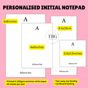 Personalised Notepad Initial