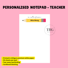 Load image into Gallery viewer, Personalised Notepad - Pencil