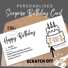 Load image into Gallery viewer, Personalised SCRATCH OFF reveal Surprise Birthday Anniversary X&#39;mas Gift Cards